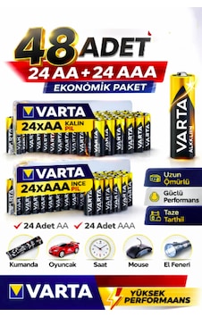 Aa + Aaa Pil 48'lı Set 24 Aa + 24 Aaa 1.5v Ekonomik Toplu Paket Çinko Karbon Aa + Aaa Pil 48'lı Set 24 Aa + 24 Aaa 1.5v Ekonomik Toplu Paket Çinko Karbon