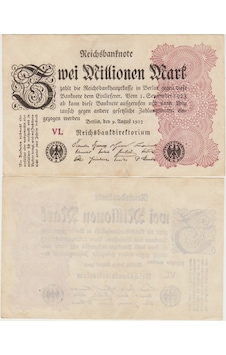 Almanya 2 Milyon Mark 1923 Weimar Cumhuriyeti Hiperenflasyon Dönemi Çilaltı Almanya 2 Milyon Mark 1923 Weimar Cumhuriyeti Hiperenflasyon Dönemi Çilaltı