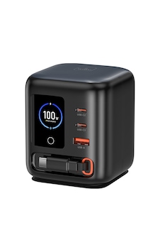 Wiwu Wi-g039 Gan Teknolojili Type-c Kablolu 4 Portlu Masaüstü Çoklu Şarj İstasyonu 100w Siyah