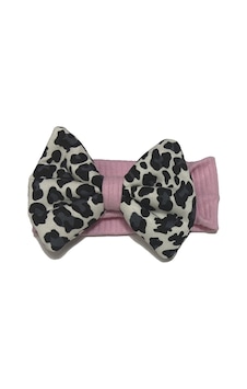 Leoparlı Kız Bebek Bandana Koyu Pembe