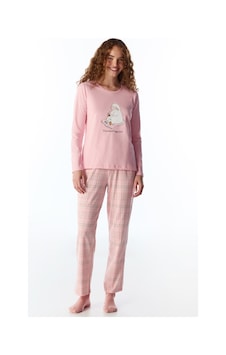Penti Pembe Rahat Kalp Uzun Kollu Pantolon Pijama Takımı Pk32 Penti Pembe Rahat Kalp Uzun Kollu Pantolon Pijama Takımı Pk32