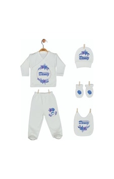 Pia Baby Gl 1915-05 İsme Özel Beşli Zıbın Set Krem Pia Baby Gl 1915-05 İsme Özel Beşli Zıbın Set Krem