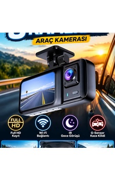 3 Kameralı Full Hd Araç Kamerası Wi-fi, Ir Gece Görüş, G-sensor Ve 2.7 İnç Lcd 3 Kameralı Full Hd Araç Kamerası Wi-fi, Ir Gece Görüş, G-sensor Ve 2.7 İnç Lcd