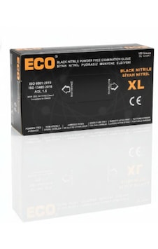 Eco Black Nitril Siyah Muayene Eldiveni Xl Beden Pudrasız 100 Adet