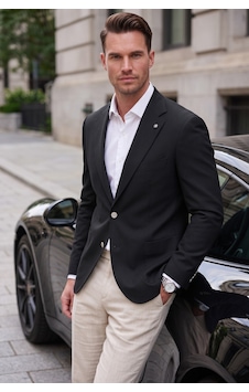 Deepsea Erkek Slim Fit Likralı Siyah Blazer Ceket Metal Düğmeli Torba Cepli Spor Ceket 2600828 Deepsea Erkek Slim Fit Likralı Siyah Blazer Ceket Metal Düğmeli Torba Cepli Spor Ceket 2600828