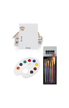 25x35 Tuval Ve Paletli 6 Lı Fırça Seti Sentetik Uç Yağlı,guaj,akrilik Boyası İçin 25x35 Tuval Ve Paletli 6 Lı Fırça Seti Sentetik Uç Yağlı,guaj,akrilik Boyası İçin