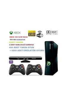 Xbox 360 Slim 500 GB Teşhir Konsol + Kinect Sensör + 2 Microsoft Kablosuz Gamepad