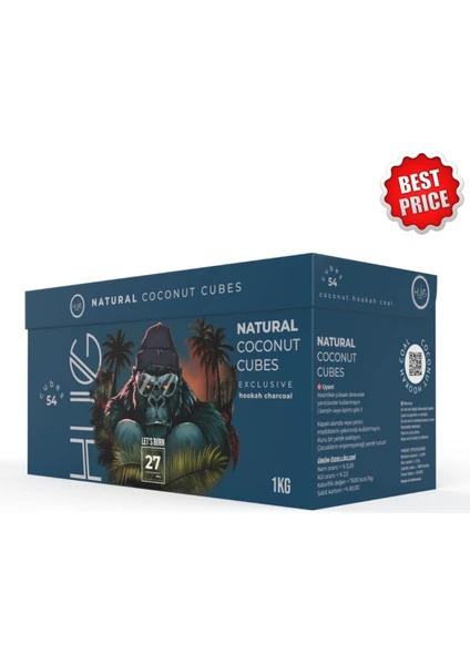 Hug Coal 27 Mm %100 Doğal Hindistan Cevizi Nargile Kömürü 1 Kg 54 Küp Hug Coal 27 Mm %100 Doğal Hindistan Cevizi Nargile Kömürü 1 Kg 54 Küp