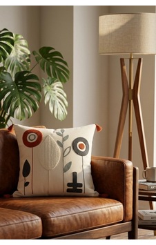 Renkli Modern Çiçek Desenli Kabartmalı Punch Nakışlı Püsküllü Pamuk Dekoratif Kırlent Kılıfı 42x42 Cm Bej Renkli Modern Çiçek Desenli Kabartmalı Punch Nakışlı Püsküllü Pamuk Dekoratif Kırlent Kılıfı 42x42 Cm Bej