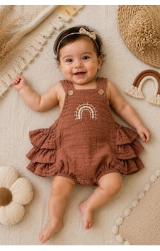 Mnk Baby & Kids Gökkuşağı Detaylı %100 Pamuk Müslin Bebek Tulum M00852 Kahverengi Mnk Baby & Kids Gökkuşağı Detaylı %100 Pamuk Müslin Bebek Tulum M00852 Kahverengi