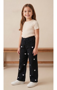 Storm Wear Çocuk Kelebek Detaylı Taşlı Pantolon Siyah Storm Wear Çocuk Kelebek Detaylı Taşlı Pantolon Siyah