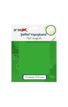 İnox Şeffaf Yapışkanlı Not Kağıdı 75x75 Yeşil 50'li İnox Şeffaf Yapışkanlı Not Kağıdı 75x75 Yeşil 50'li