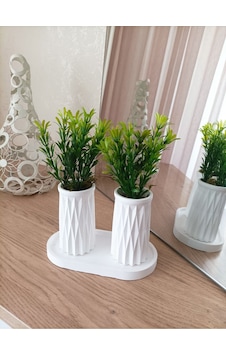 Mini Desenli İkili Beton Saksı Ve Oval Tabak - Yapay Çiçek Hediyeli - Yeşil Mini Desenli İkili Beton Saksı Ve Oval Tabak - Yapay Çiçek Hediyeli - Yeşil