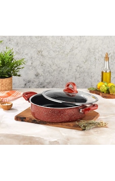 Kahramanlar Kiremit Teflon Basık Tencere 24 Cm Kahramanlar Kiremit Teflon Basık Tencere 24 Cm