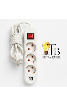 Pelsan Usb Li 3 Lü Anahtarlı Grup Priz 2 m Pelsan Usb Li 3 Lü Anahtarlı Grup Priz 2 m