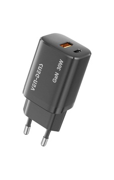 Ven-dens Sp-tc94bg 30 W Pd Hızlı Şarj Adaptörü, Usb-c Ve Usb-a Çift Port, Qc 3.0 Desteği, Siyah