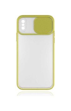 Kilifone - Apple Uyumlu iPhone Xs Max 6.5 - Kılıf Slayt Sürgülü Arkası Buzlu Lensi Kapak - Sarı Kilifone - Apple Uyumlu iPhone Xs Max 6.5 - Kılıf Slayt Sürgülü Arkası Buzlu Lensi Kapak - Sarı