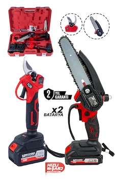 Kimmeer Plus 21v Çift Akülü Çelik Şanzıman Dal Budama Makası & Testeresi 2 Li Set Kimmeer Plus 21v Çift Akülü Çelik Şanzıman Dal Budama Makası & Testeresi 2 Li Set