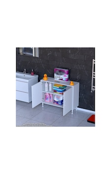 Söke 95x75x32,5 Cm Lik Küçük Alanlar İçin Akıllı Çözümler 2 Kapaklı 2 Göz Raflı Dolap Beyaz