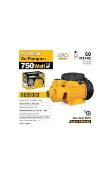 Sgs5383 - Periferik Su Pompası 750 Watt 1.0 Hp - 60 Metre - Bakır Sargı Sgs5383 - Periferik Su Pompası 750 Watt 1.0 Hp - 60 Metre - Bakır Sargı