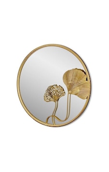Lamedor Gıngko Leaf Cırcle Ayna Gold 60x60 Cm