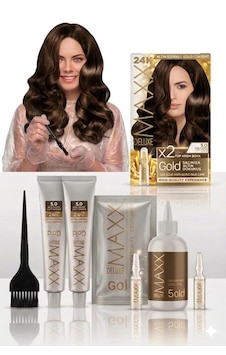 Maxx Deluxe Golden Beauty Set Saç Boyası 5.0 Açık Kahve 2 'li + Fırça+pratik Boyama Kabı Maxx Deluxe Golden Beauty Set Saç Boyası 5.0 Açık Kahve 2 'li + Fırça+pratik Boyama Kabı