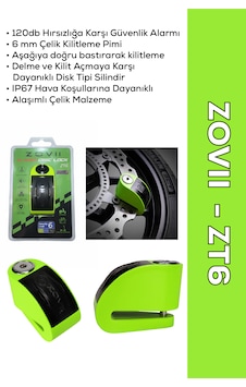 Zt6 Yeşil 120 Db Alarmlı Motosiklet Disk Kilidi Ip67, Su Geçirmez, Çelik Güvenlik Kilidi Disk Kilidi Zt6 Yeşil 120 Db Alarmlı Motosiklet Disk Kilidi Ip67, Su Geçirmez, Çelik Güvenlik Kilidi Disk Kilidi