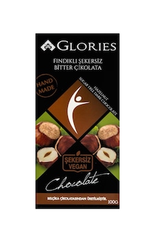 4 Adet Glories Fındık Şekersiz Bitter Çikolata 100 G 4 Adet Glories Fındık Şekersiz Bitter Çikolata 100 G