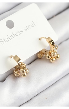 316l Çelik Boncuklu Halka Model Gold Renk Kadın Küpe Diğer 316l Çelik Boncuklu Halka Model Gold Renk Kadın Küpe Diğer