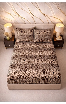 More Home Çift Kişilik Lastikli Çarşaf Seti + Yastık Kılıfı Leopar Desenli Siyah Bej More Home Çift Kişilik Lastikli Çarşaf Seti + Yastık Kılıfı Leopar Desenli Siyah Bej