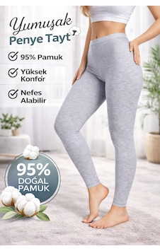Rahat Kalıp Yüksek Bel Ağlı Gri Penye Tayt Rahat Kalıp Yüksek Bel Ağlı Gri Penye Tayt