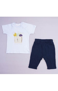 Kidaxi Mini Chef T-Shirt Pantolon Erkek Bebek Takımı 3-12 Ay Mavi