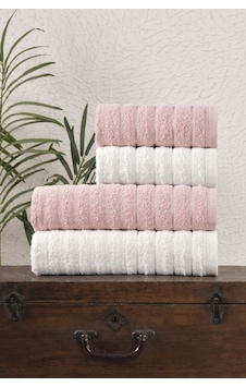 4 Lü Alçay Pudra Krem Banyo Havlu Seti Pudra - Krem 4 Lü Alçay Pudra Krem Banyo Havlu Seti Pudra - Krem