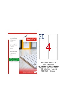 Tanex Laser Etiket Tw-2004 - 99.1 X 139 MM Tanex Laser Etiket Tw-2004 - 99.1 X 139 MM