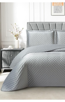 Parma Çift Kişilik Lüks Kadife 240x260 Cm Yatak Örtüsü Gri Gri Parma Çift Kişilik Lüks Kadife 240x260 Cm Yatak Örtüsü Gri Gri