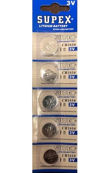 Supex Extra Longer Battery CR1616 3V Lityum Düğme Pil 5'li Supex Extra Longer Battery CR1616 3V Lityum Düğme Pil 5'li