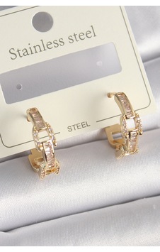 Pirinç Gold Renk Zirkon Taşlı Zincir Model Kadın Küpe Altın Pirinç Gold Renk Zirkon Taşlı Zincir Model Kadın Küpe Altın