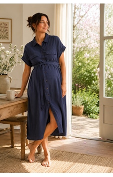 Luvmabelly Myra5861 Doğal Yumuşacık Müslin Kumaş - Yazlık Gömlek Hamile Elbise - Lacivert Luvmabelly Myra5861 Doğal Yumuşacık Müslin Kumaş - Yazlık Gömlek Hamile Elbise - Lacivert