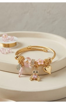 Tavşan Model Gold Renk Pembe Charmlı Bileklik 6446404 Tavşan Model Gold Renk Pembe Charmlı Bileklik 6446404