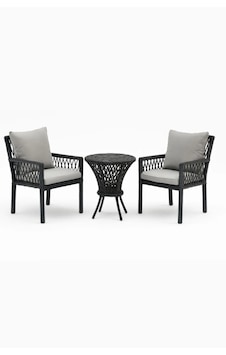 Alya Raddan 1+1 Bistro Set Minderli 2 Kişilik Bahçe Oturma Grubu