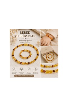 Bebek Kehribar Kolye Bileklik Seti Güvenlik Kilitli Bebek Diş Kolyesi Sarı Sarı Bebek Kehribar Kolye Bileklik Seti Güvenlik Kilitli Bebek Diş Kolyesi Sarı Sarı