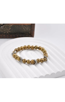 10 Mm Lav Taşı Doğal Taş Unisex Bileklik Bej