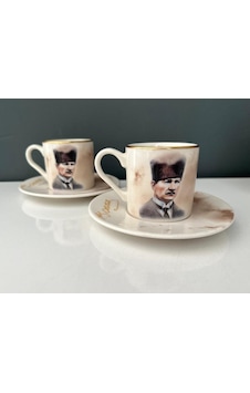 Decorıum Atatürk 2 Li Kahve Fincan Takımı Kadife Kutulu Decorıum Atatürk 2 Li Kahve Fincan Takımı Kadife Kutulu