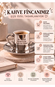 Premium Silver Tekli Türk Kahvesi Fincanı 2 Parça Kişiye Özel Tasarım Fotoğraf Logo İsim Baskılı Gümüş Ve Silver Premium Silver Tekli Türk Kahvesi Fincanı 2 Parça Kişiye Özel Tasarım Fotoğraf Logo İsim Baskılı Gümüş Ve Silver
