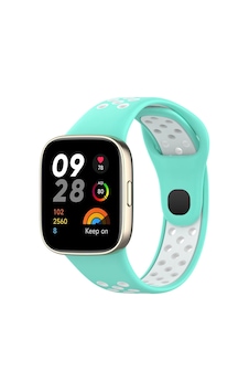 Uryport Xiaomi Redmi Watch 3 Spor Delikli Kordon - Turkuaz-beyaz Uryport Xiaomi Redmi Watch 3 Spor Delikli Kordon - Turkuaz-beyaz