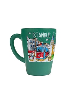İstanbul Temalı Cam Kupa Bardak Çok Renkli İstanbul Temalı Cam Kupa Bardak Çok Renkli