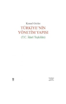 Türkiyenin Yönetim Yapısı T.C İdari Teşkilatı- Ekin Basım Yayın Türkiyenin Yönetim Yapısı T.C İdari Teşkilatı- Ekin Basım Yayın