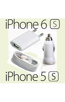 iphone Uyumlu 5 5S 5C Şarj Aleti Priz Duvar Araç Kablo Şarj Seti (270604850)