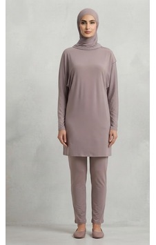Stormwear Basic Uzun Kollu Tesettür Tunik Likralı Rahat Kalıp Günlük Vizon