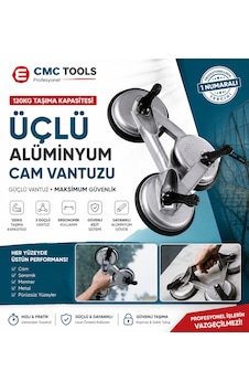 Alüminyum Cam Vantuzu Üçlü Kol 120 Kg Taşıma Kapasitesi Kodu :cmc-7093